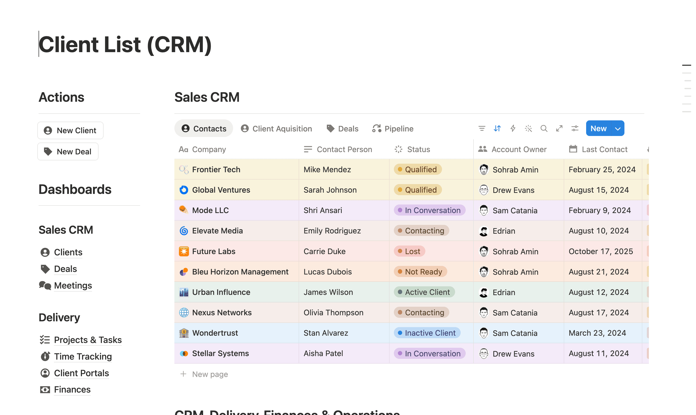 Freelance CRM for Notion